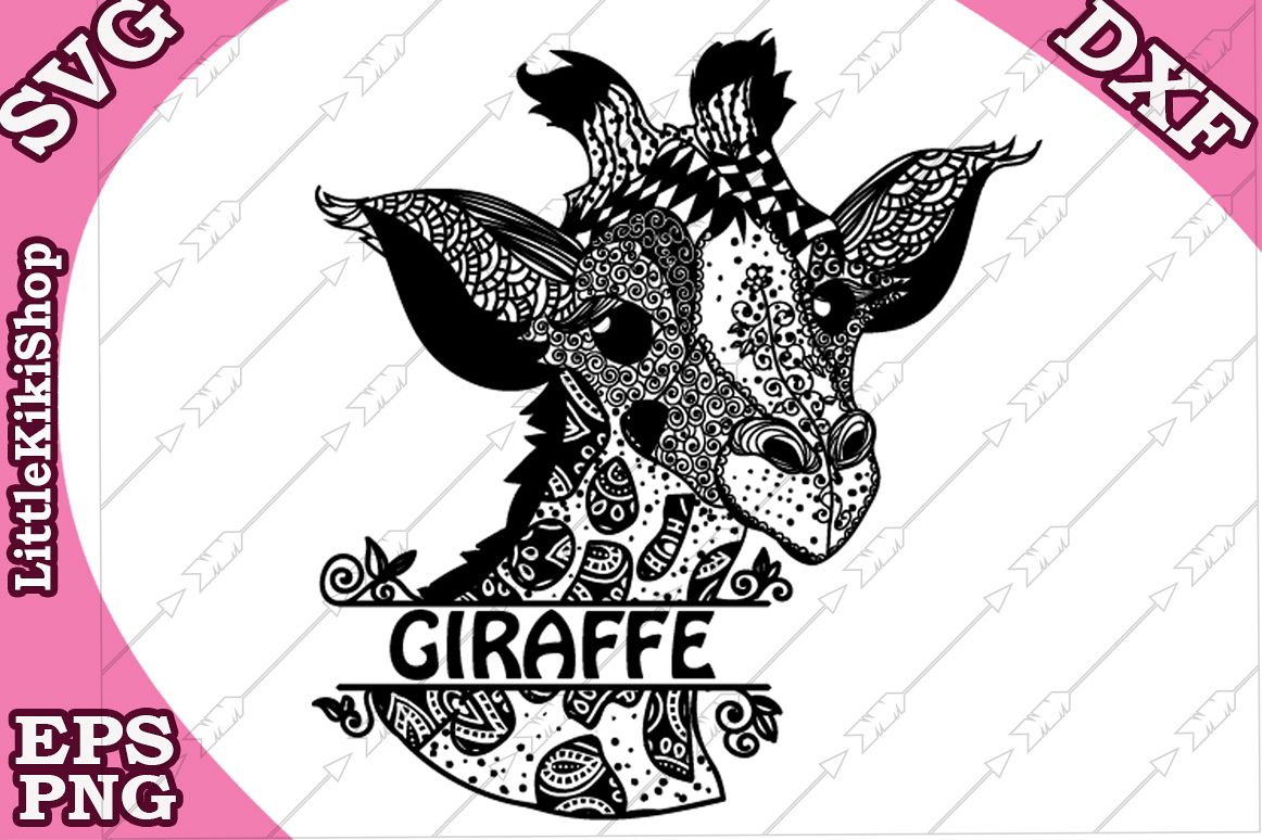 Baby Giraffe Svg, Mandala giraffe SvgMonogram Giraffe Svg example image 1