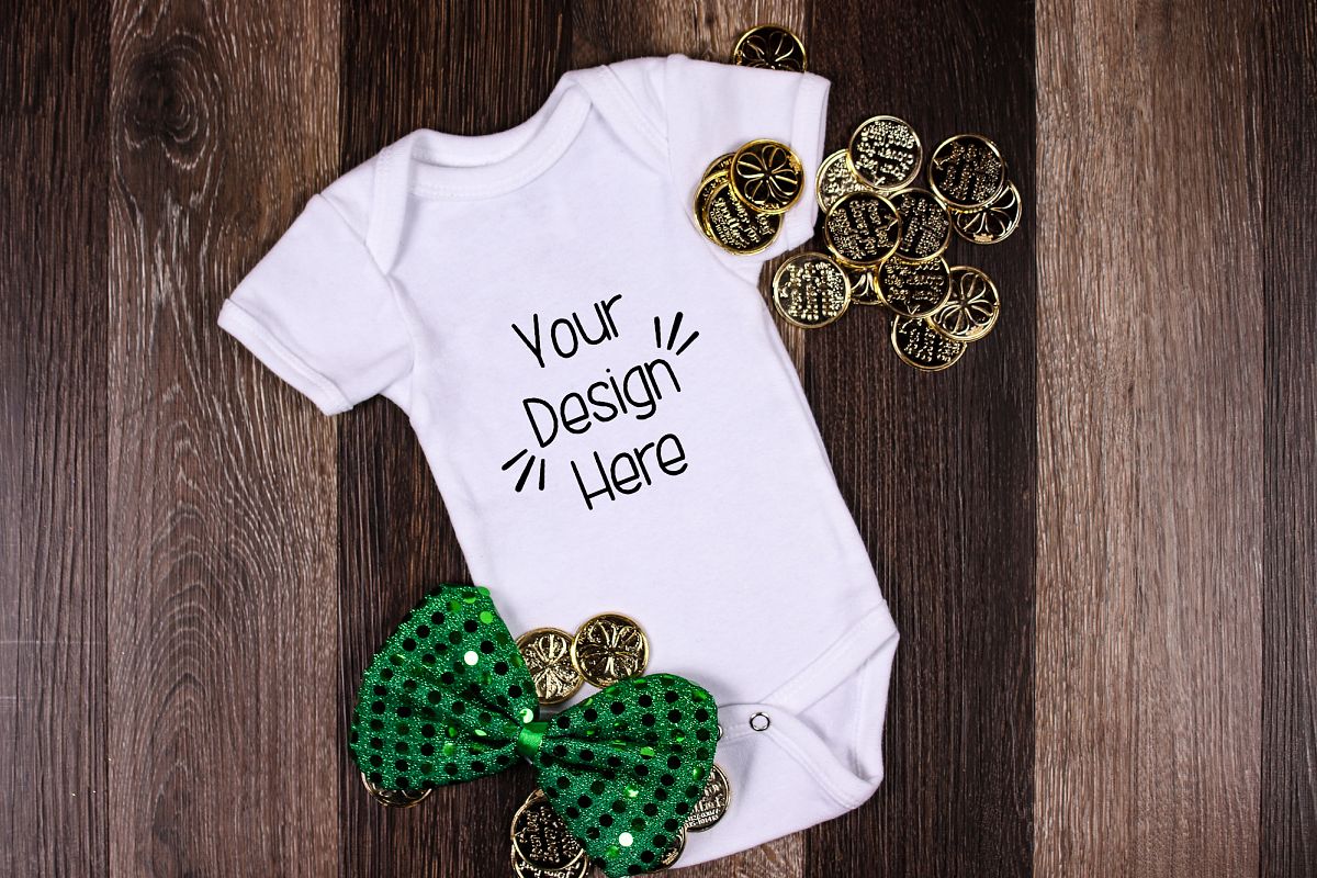 March Baby Suit Mockup 10| St Patricks Day Baby shirt Mockup example image 1