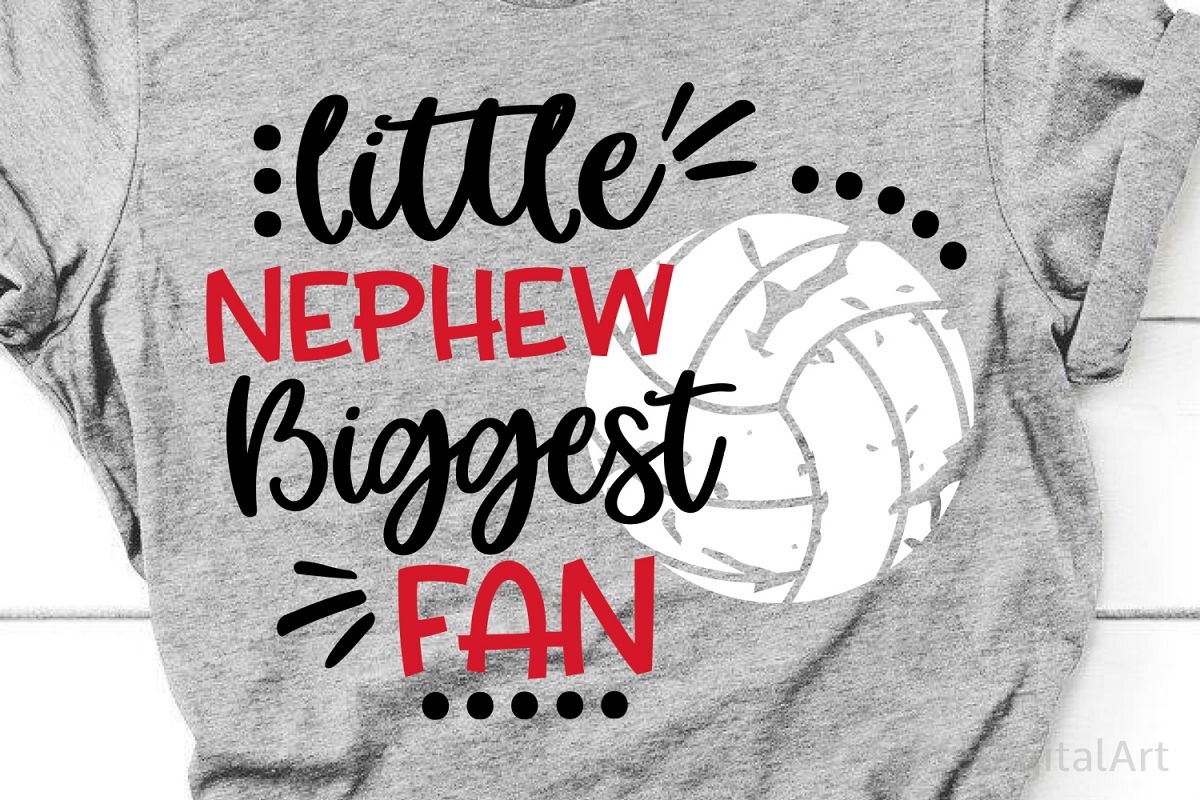 Little Nephew Biggest Fan Svg, Volleyball Svg, Volleyball example image 1