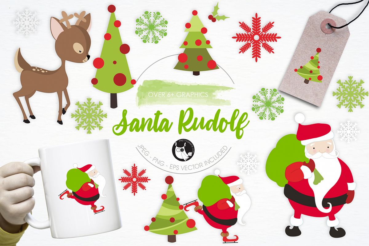 Santa Rudolf graphics and illustrations example image 1
