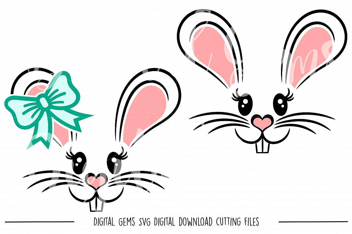Rabbit Faces SVG / PNG / EPS / DXF Files example image 1
