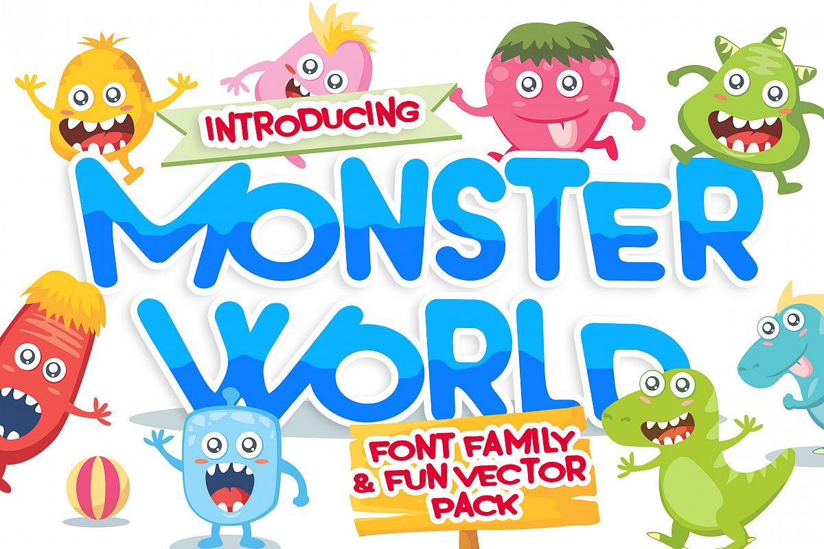 Monster World Font Family & Fun Vector Pack example image 1