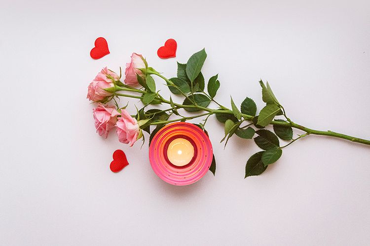 Valentine's day photo with roses and candle example image 1