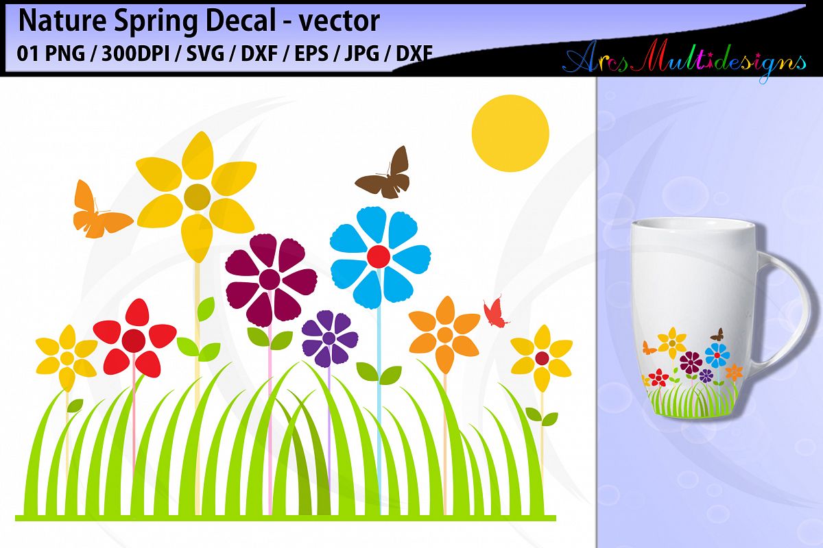 Spring fun decal svg cut file / spring decal / nature decal example image 1