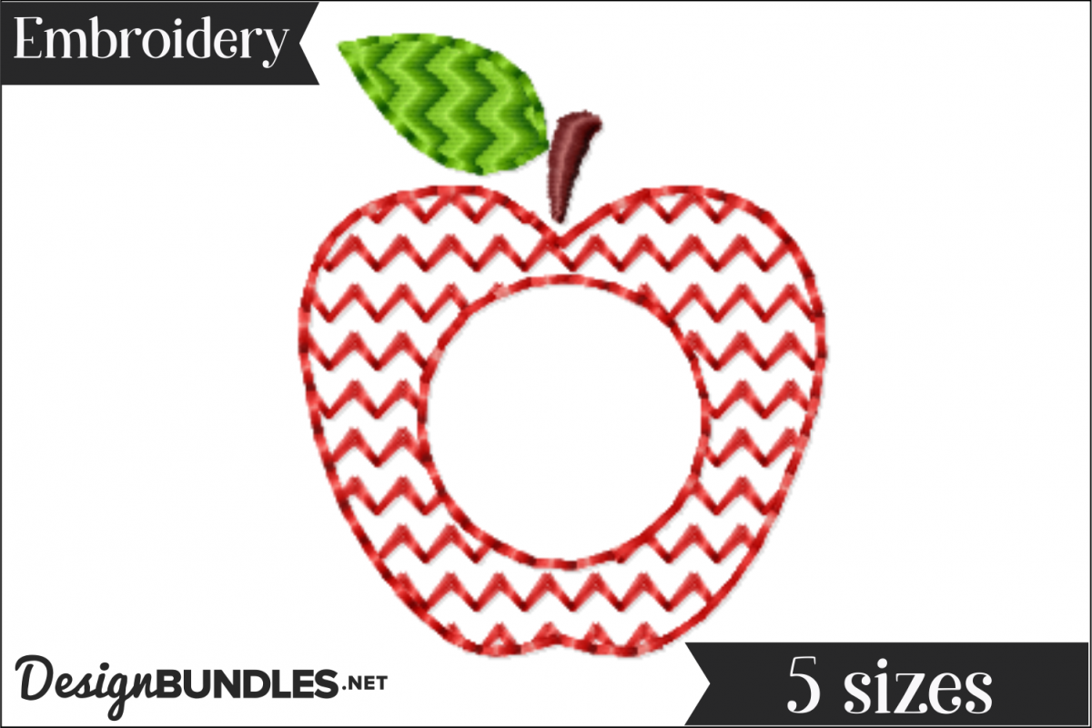 Apple Monogram Frame Embroidery Design example image 1