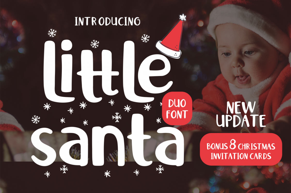Little Santa Font | merry christmas font | 8 christmas cards example image 1