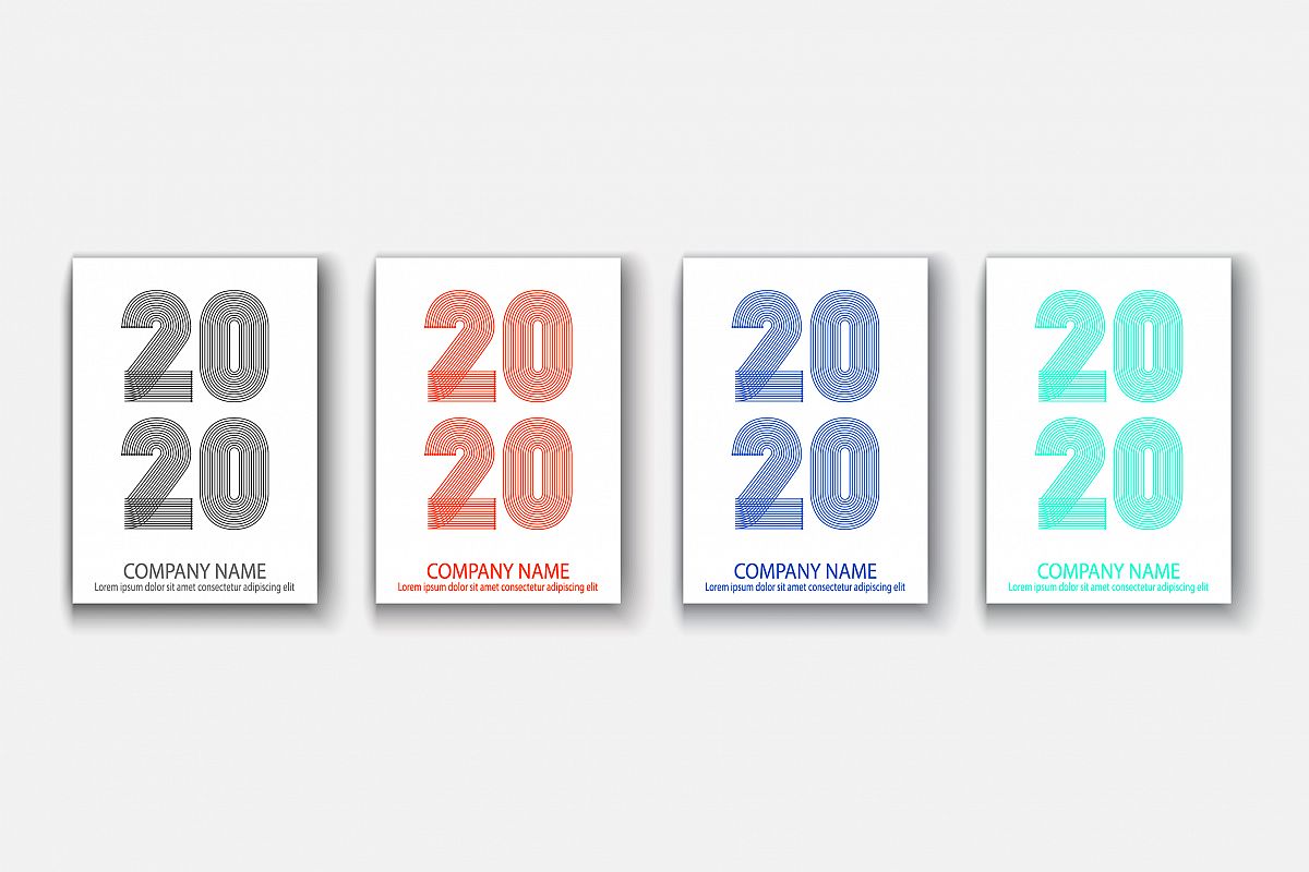 Cover Annual Report numbers 2020 in thin lines illustrations example image 1
