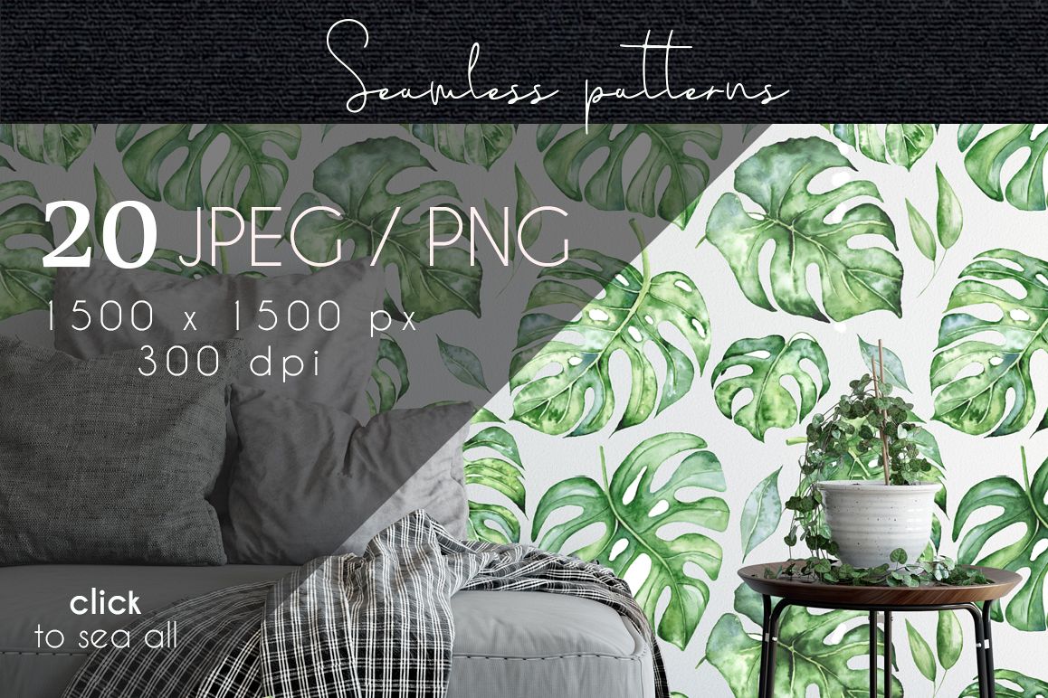 Tropical seamless patterns example image 1
