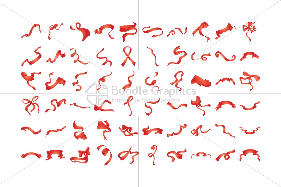 Decorative Ribbons Knots and Bows Vector Graphics Set example image 1