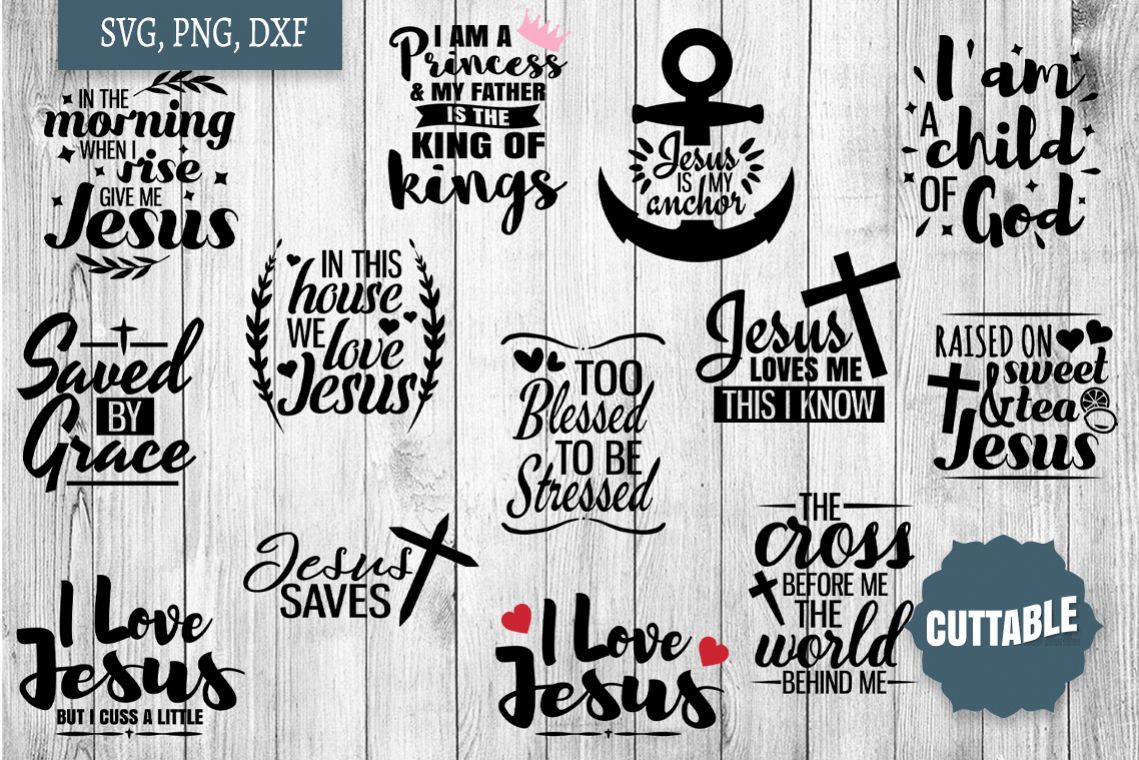 Jesus SVG, Jesus cut file Bundle, Christian cut file quotes example image 1
