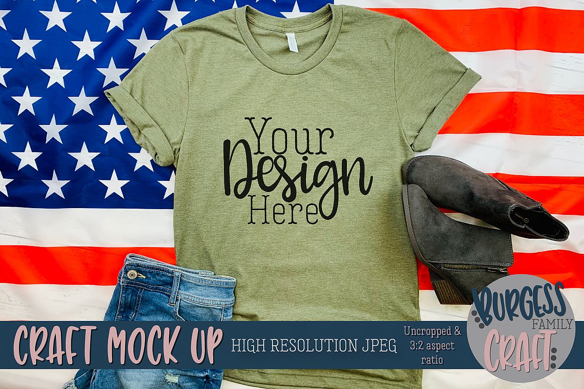 Patriotic USA styled shirt Craft mock up | High Res JPG example image 1