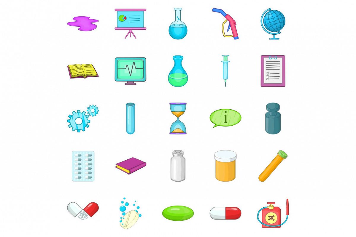 Substance icons set, cartoon style example image 1
