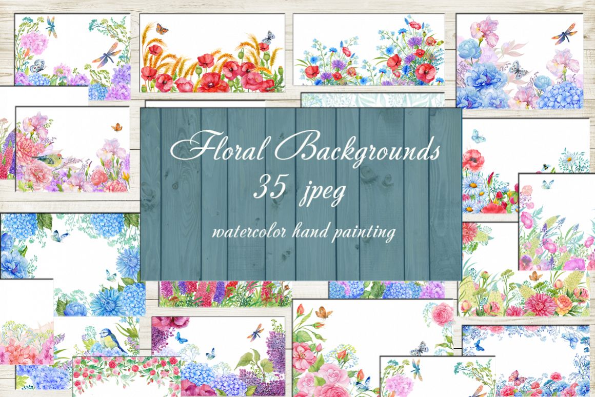35 floral backgrounds watercolor example image 1