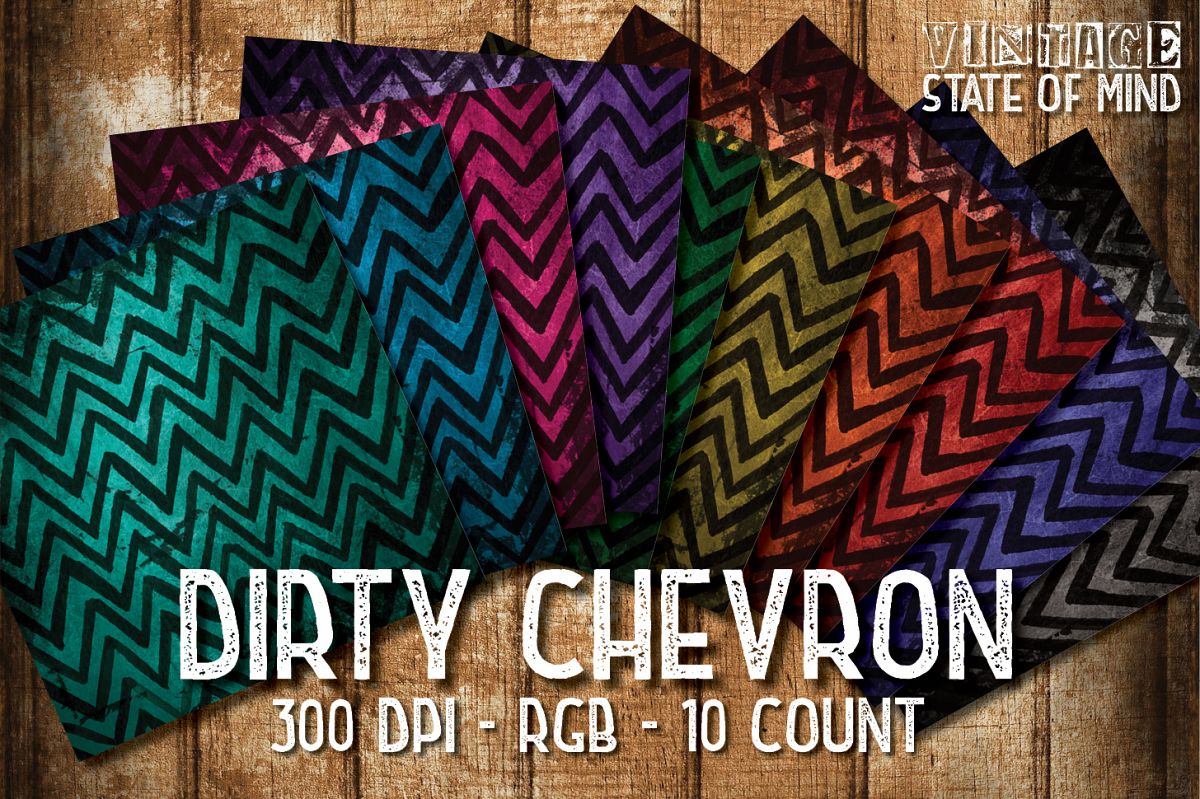 Vintage Chevron Digital Papers example image 1