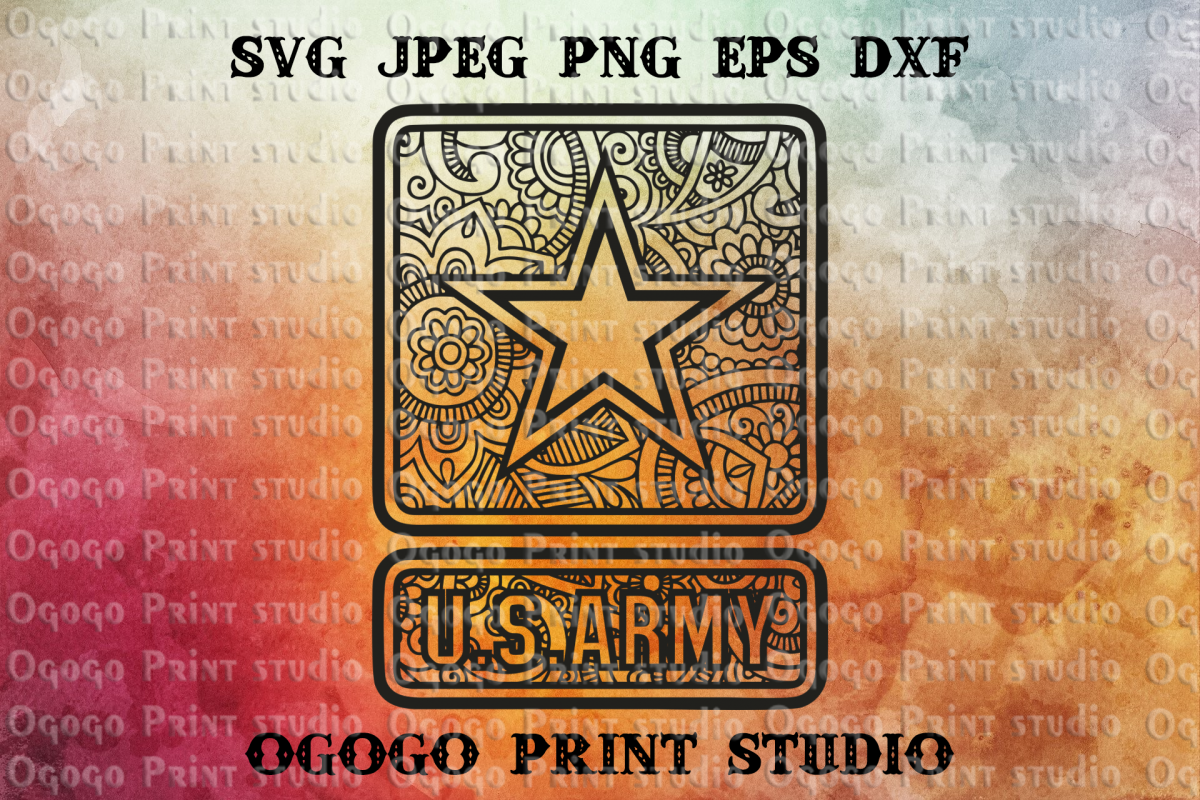 Mandala US Army Svg, United States Army Svg, Zentangle SVG example image 1