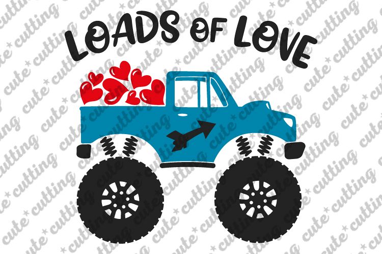 Valentines day svg, Valentines Monster truck svg example image 1