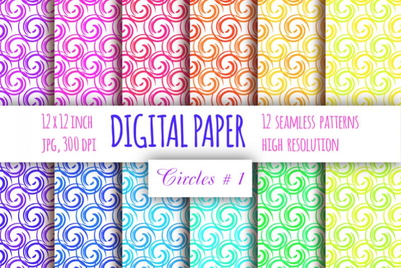 Curls digital paper. Abstract paper. Whirls seamless pattern example image 1