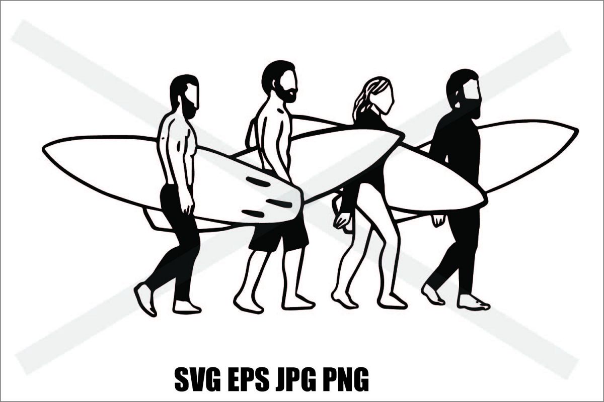 Surfing people- SVG EPS JPG example image 1