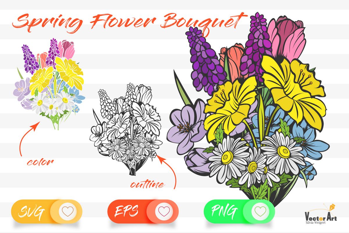 Spring Flower Bouqet - Cut File with 2 Layers example image 1