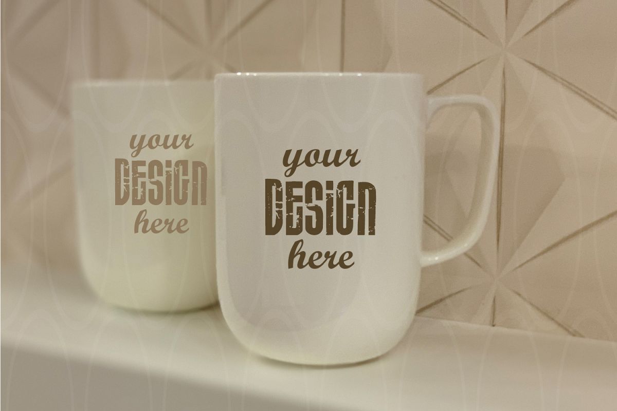 Mugs mock up Styled Stock Photography Blank White example image 1