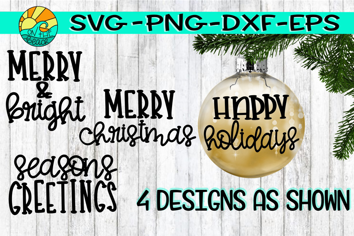 Holiday Christmas Ornament Bundle - FOUR designs included example image 1