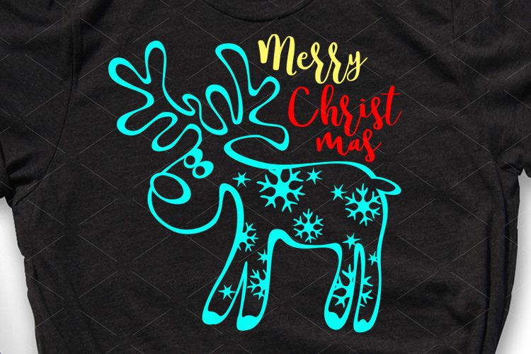 Christmas sign Reindeer face Snowflakes Holiday shirt design example image 1