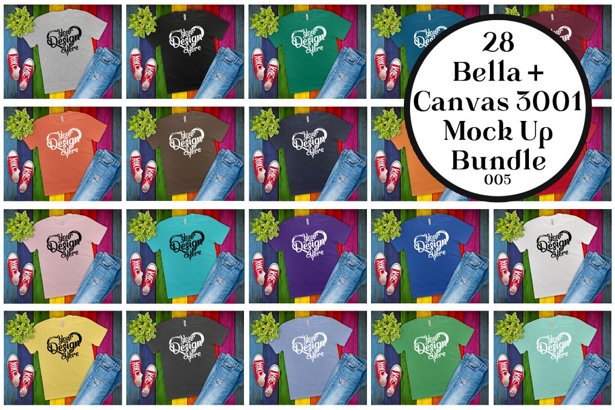 Bella Canvas 3001 Mockup Bundle Flat Lay T-Shirt Mock Ups example image 1