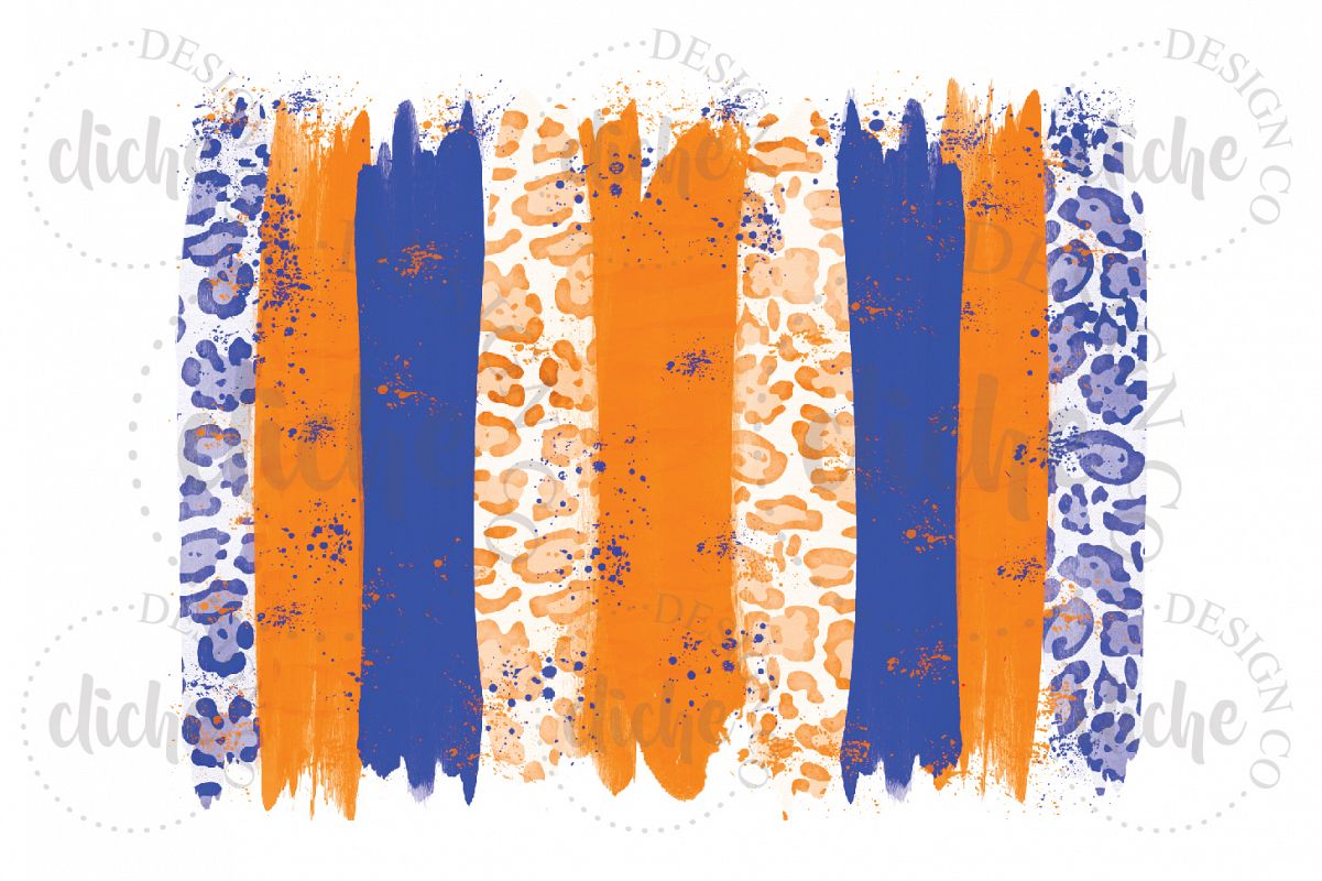 Blue Orange Paint Stroke Sublimation Design Background example image 1