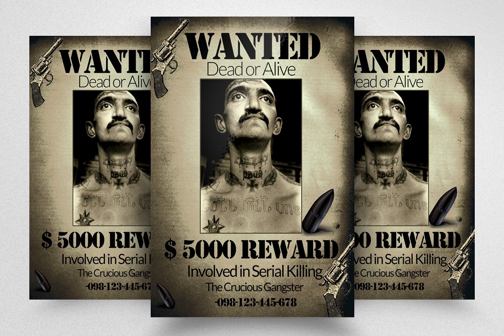 Vintage Wanted Poster Flyer Template example image 1
