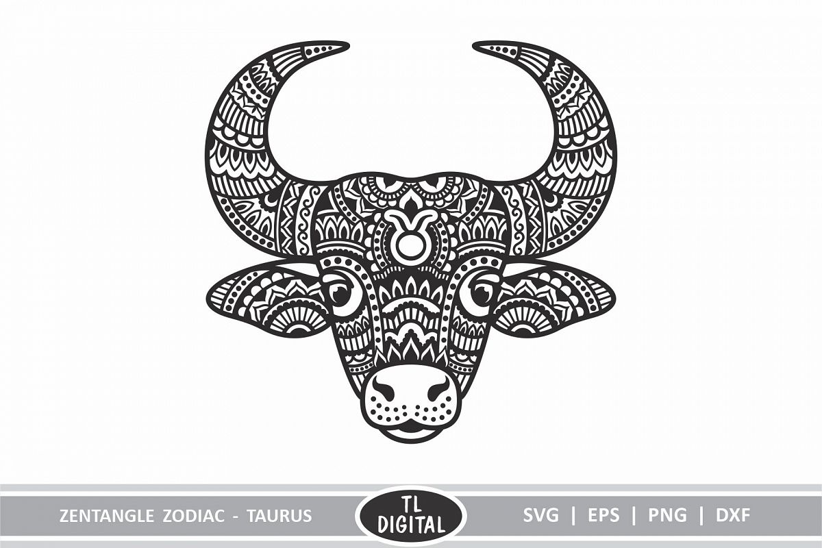 Zodiac zentangle taurus bull svg eps png dxf Zodiac zentangle taurus bull svg eps png dxf