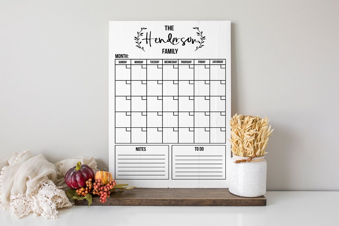 Customizable Family Monthly Calendar SVG example image 1