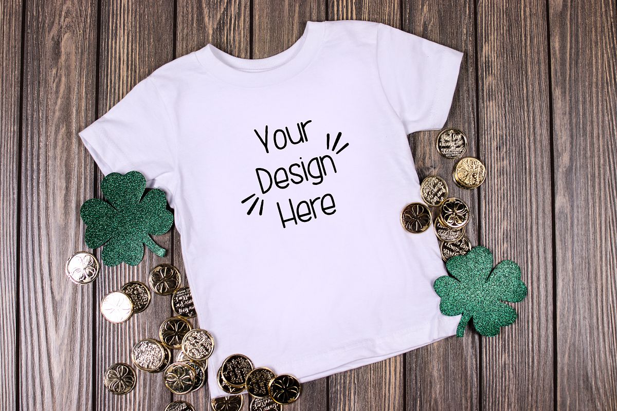 March Toddler Shirt Mockup White| St Patricks Day Shirt example image 1