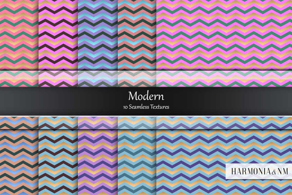 Modern 10 Seamless Chevron Textures example image 1