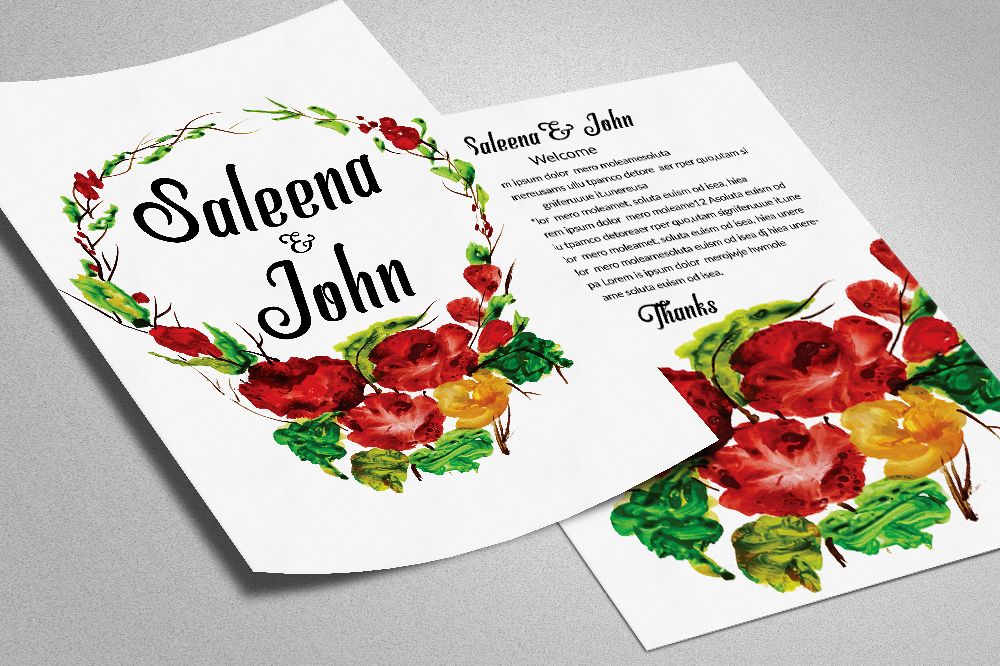 Double Sided Floral Save The Date Card example image 1