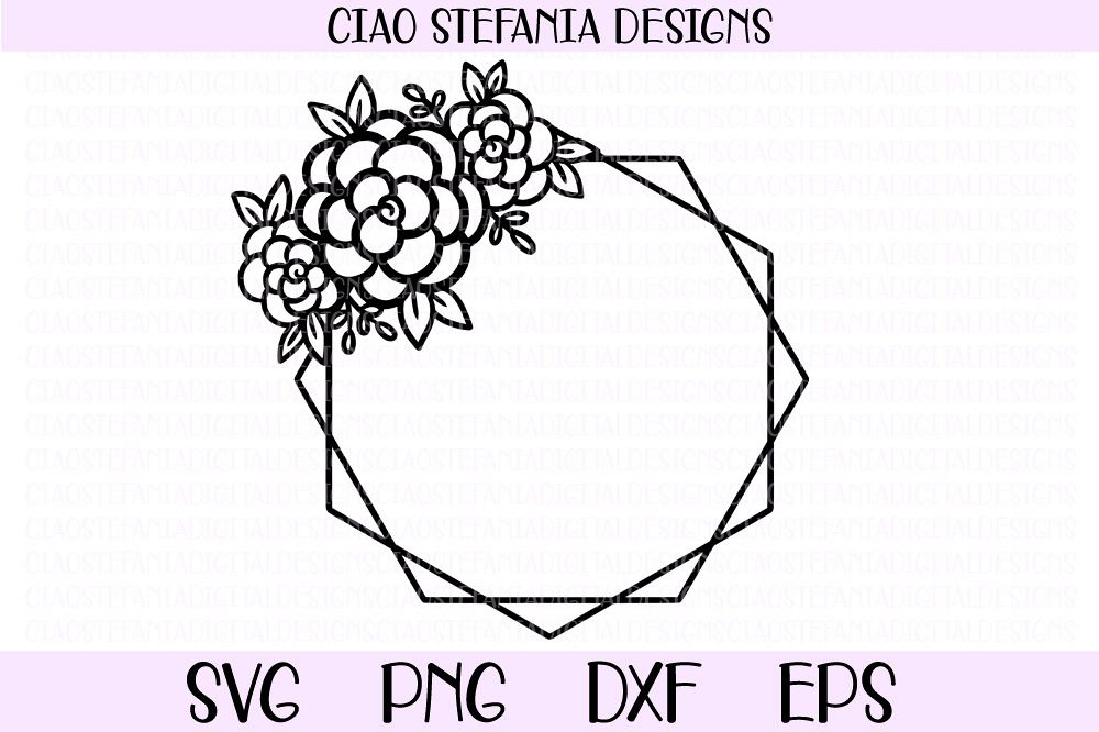 Flower Geometric Diamond Frame Wedding SVG PNG DXF EPS Cut example image 1