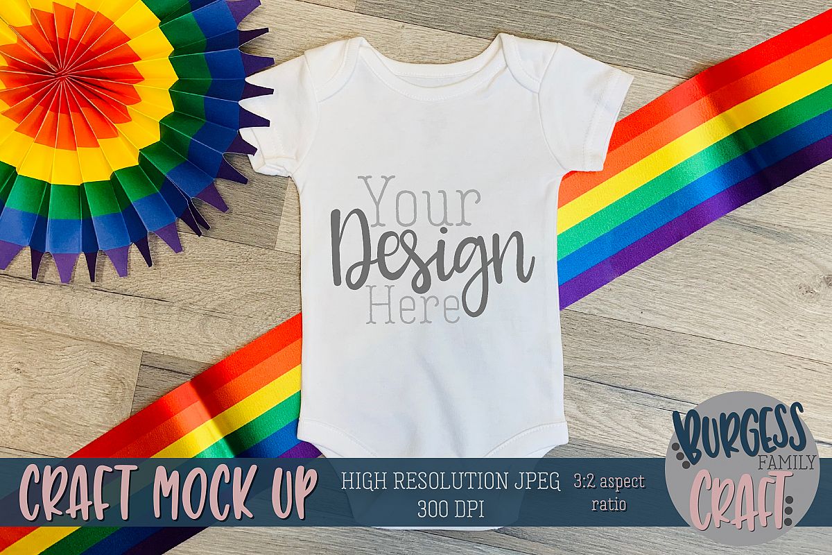 Rainbow baby bodysuit Craft mock up | High Res JPG example image 1