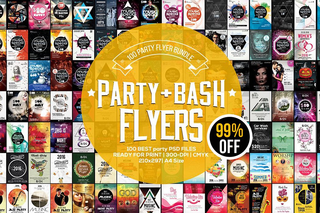 100 Party Flyers Bundle example image 1