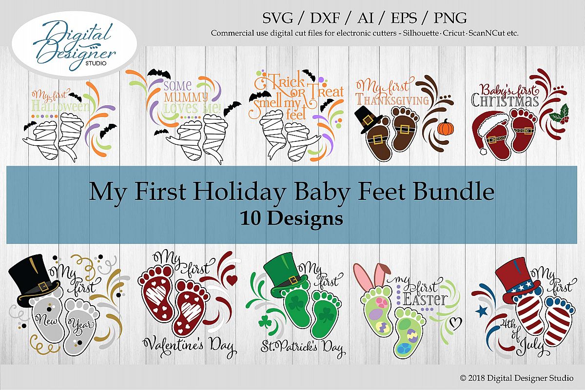 Download My First Holiday Baby Feet Bundle SVG Cut Files (123360 ...