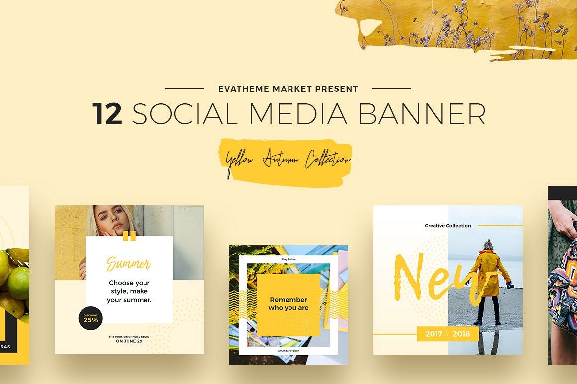 Yellow Autumn Social Media Designs example image 1
