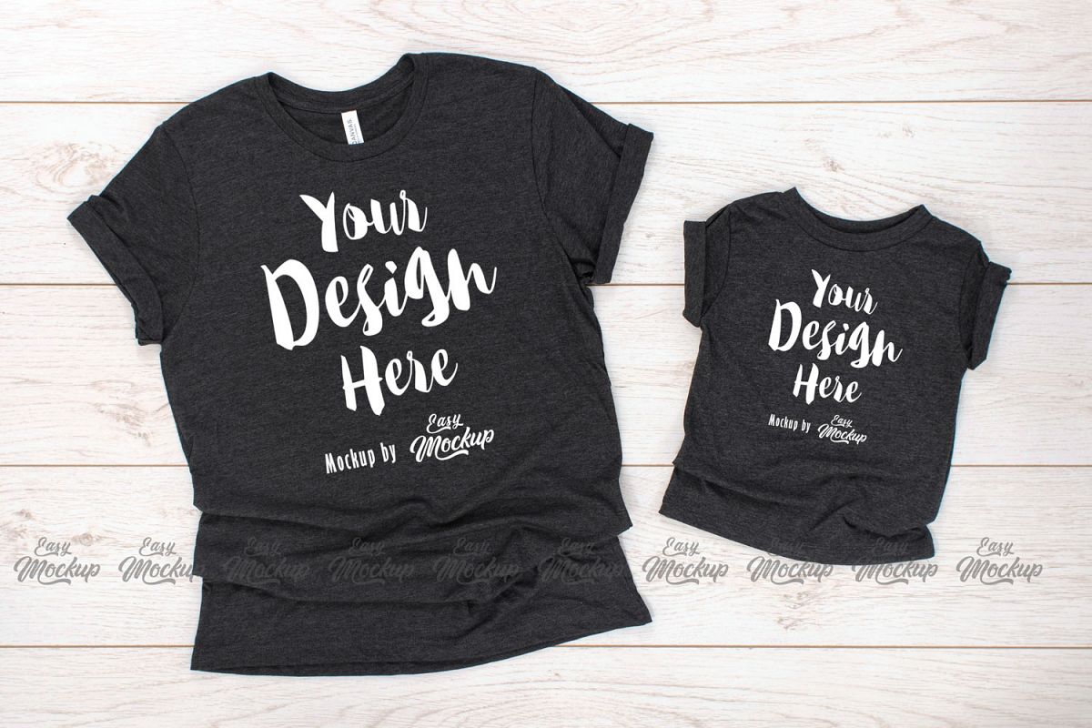 Dark Grey Heather Bella Canvas 3001 3001T MockUp example image 1
