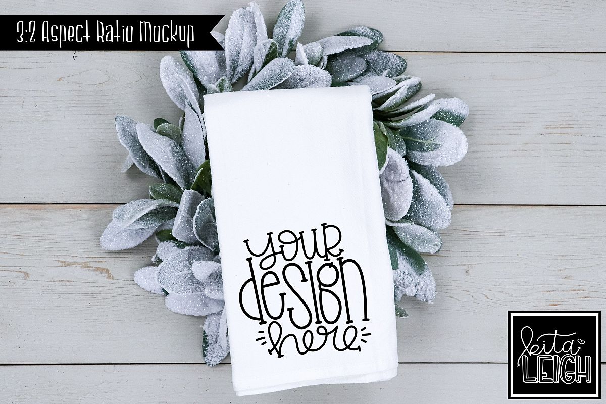 Flour Sack Tea Towel Snowy Christmas Mockup example image 1
