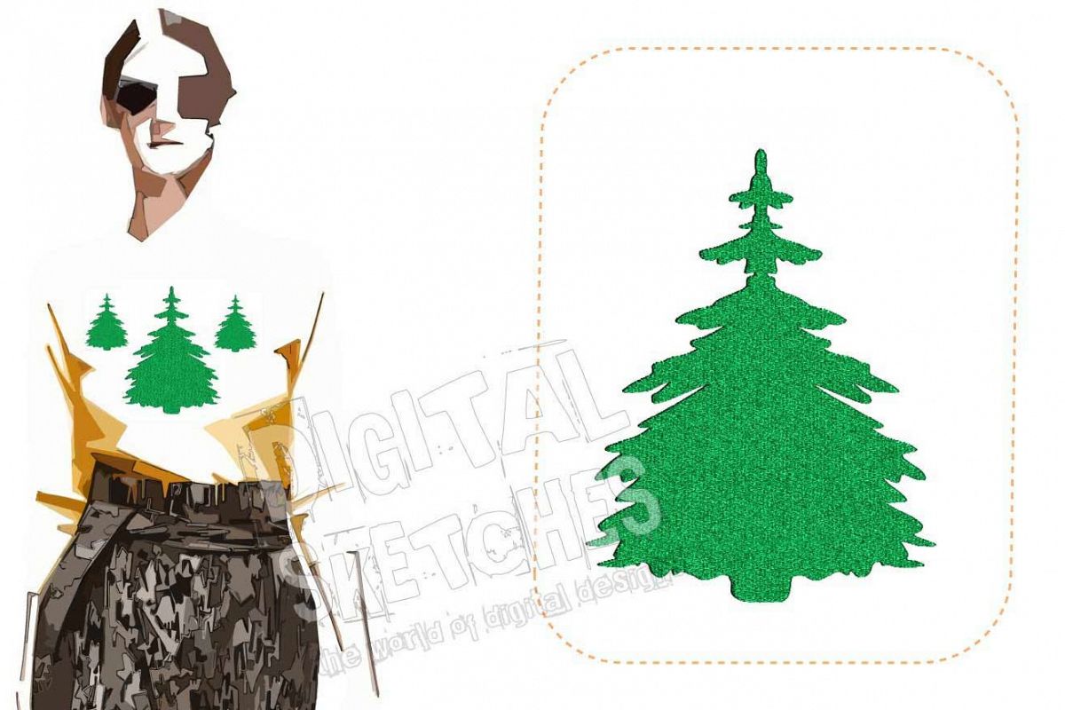 Christmas Tree Machine Embroidery Design Holiday 3 Sizes