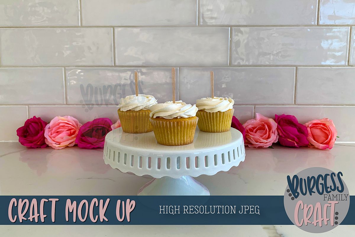 Cupcake toppers Craft mock up | High Res JPEG example image 1