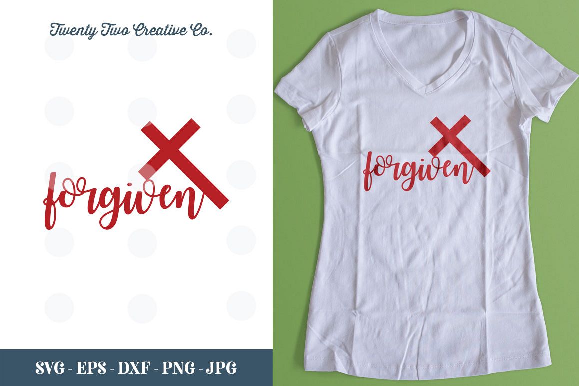 Forgiven Christian Easter Cut File - SVG, DXF, PNG, EPS, JPG example image 1