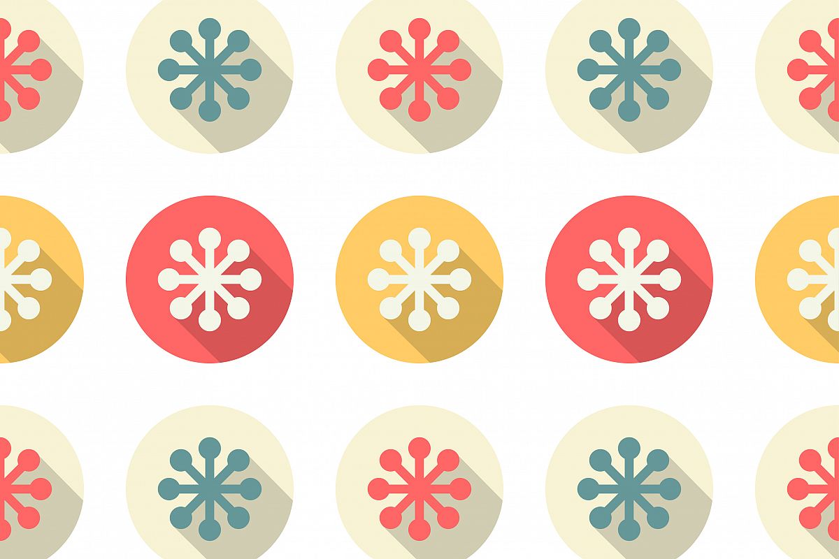 Seamless pattern with Christmas icons on white background. Winter holiday vintage pattern. example image 1