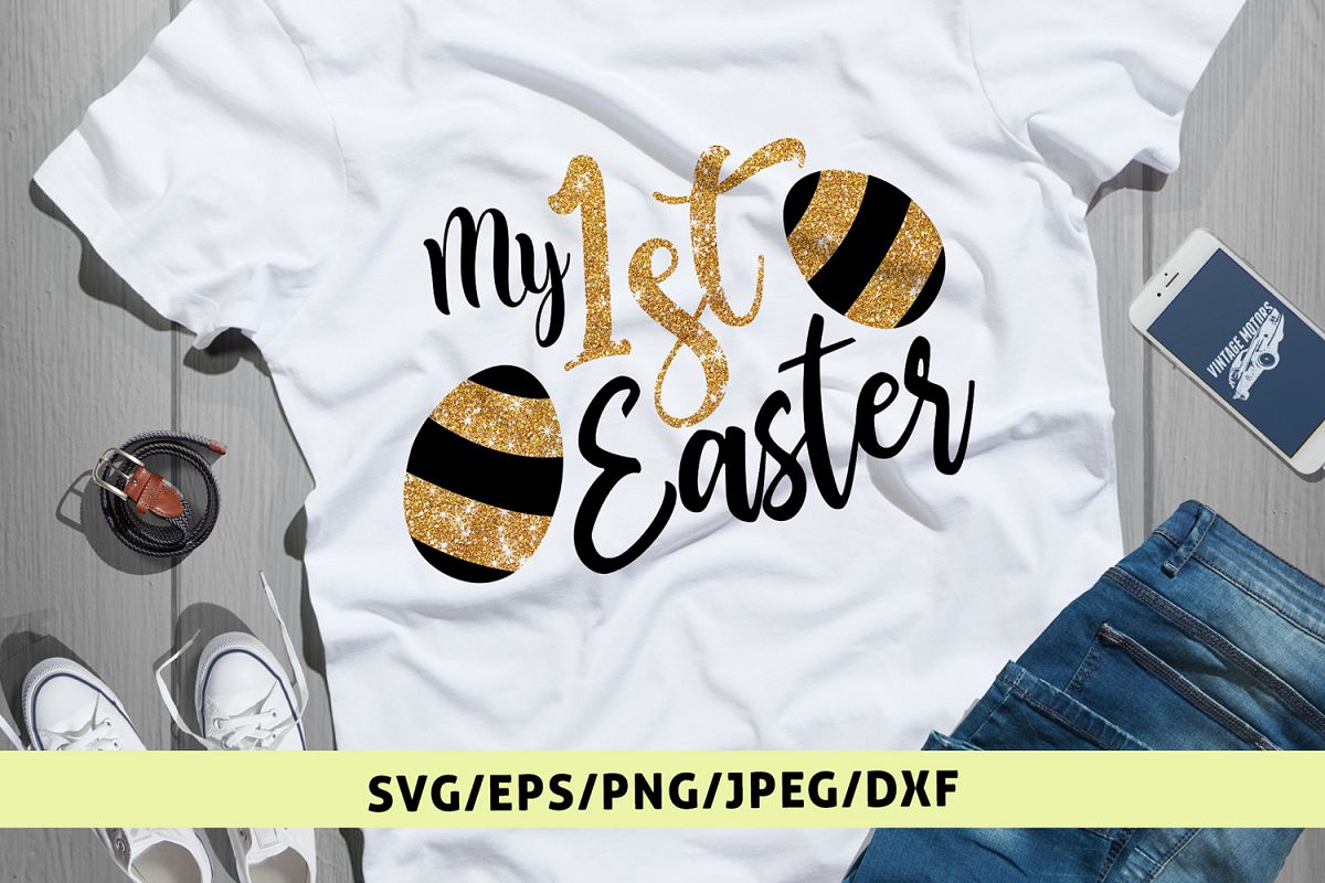My 1st Easter - Easter SVG EPS DXF PNG Cutting Files example image 1