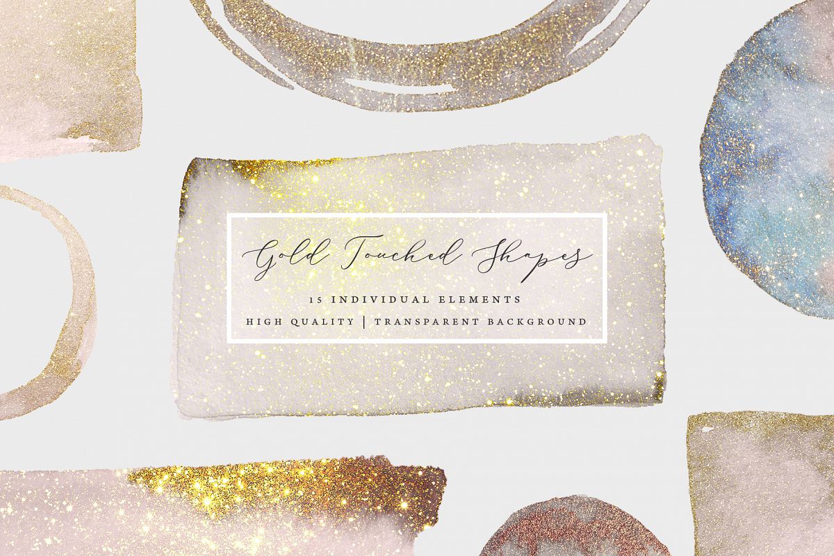 Watercolor Gold Sparkle Sprinkled Shapes example image 1