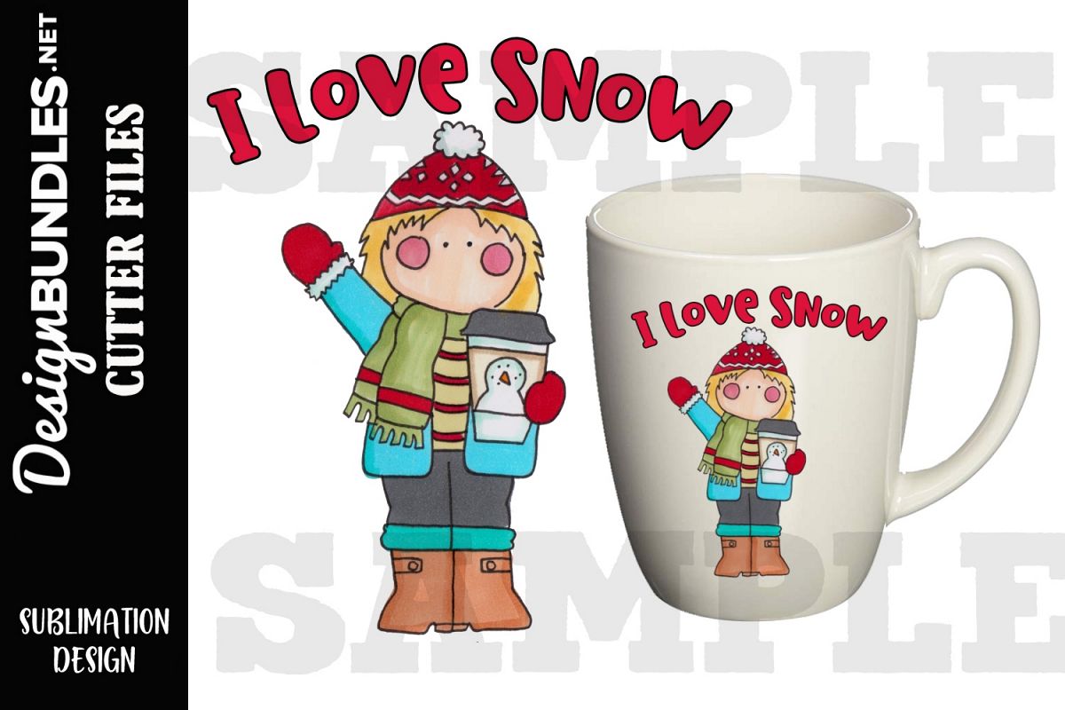 I Love Snow Sublimation Design example image 1