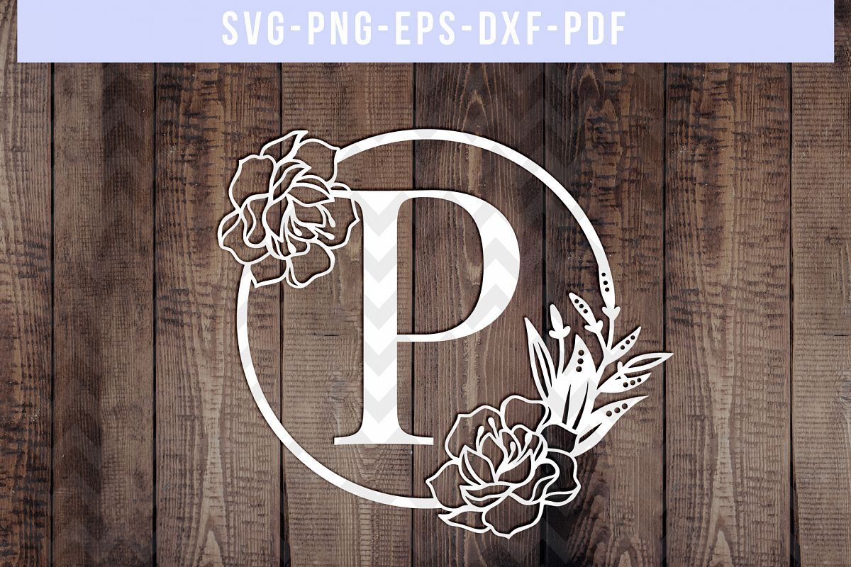 Download Monogram P Papercut Template, Peony Floral Monogram SVG, PDF