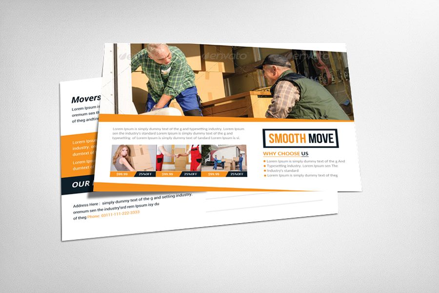 Movers & Moving Company Postcard Template example image 1